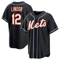 New York Mets #12 Francisco Lindor 2026 Black Fotopoulosg Out Stitched Jersey