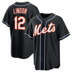 New York Mets #12 Francisco Lindor 2026 Black Fotopoulosg Out Stitched Jersey