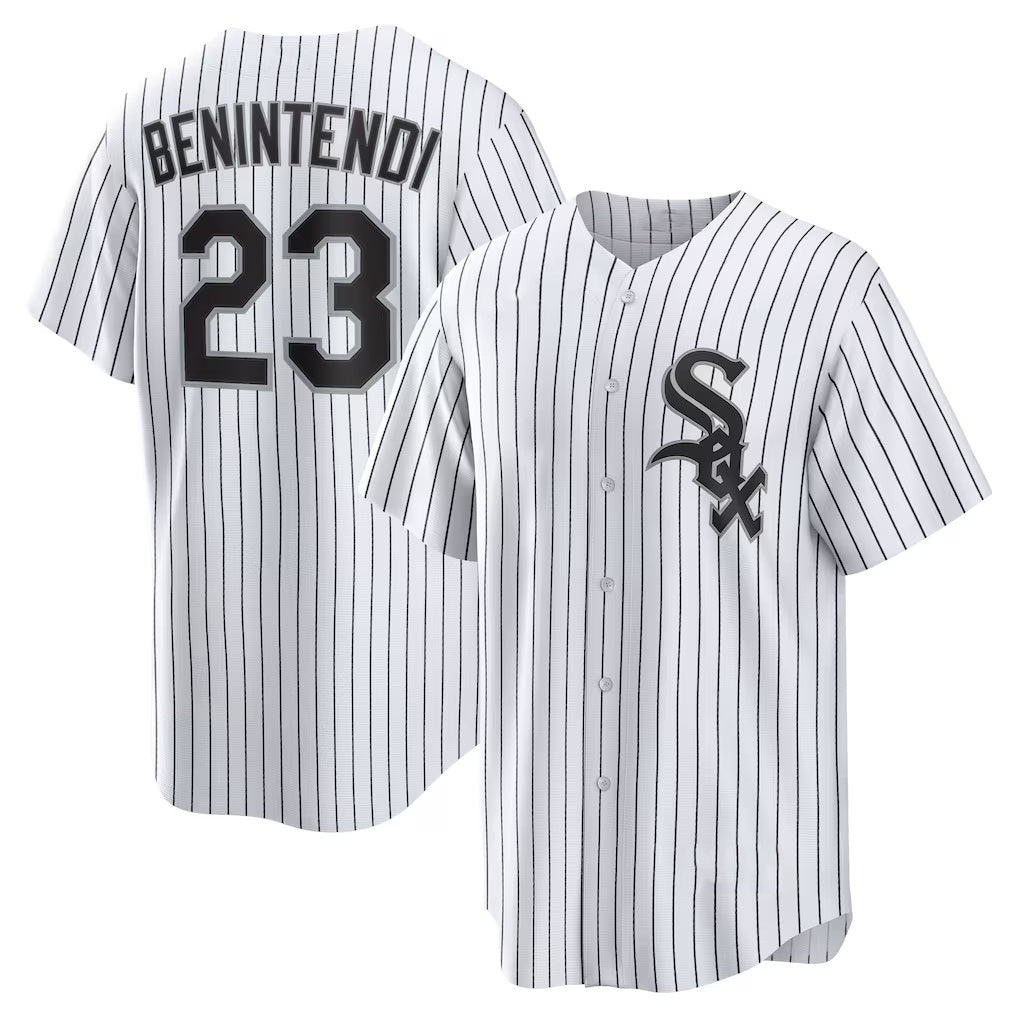 Chicago White Sox #23 Andrew Benintendi White-Black Fotopoulosg Home Official Player Jersey