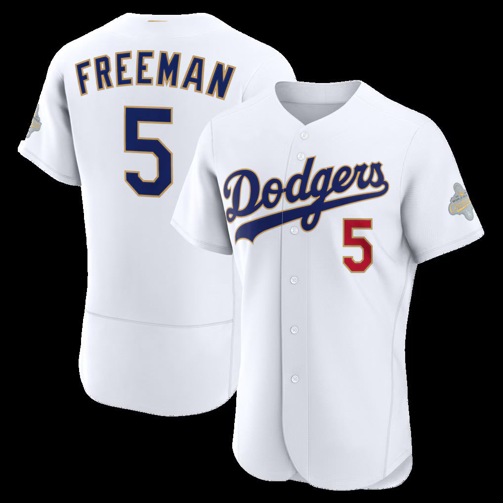 Los Angeles Dodgers #5 Freddie Freeman White Fotopoulosg 2026 Gold Collection Authentic Jersey