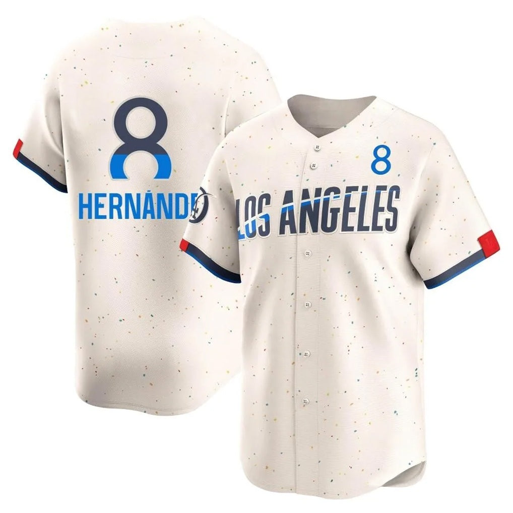 Los Angeles Dodgers #8 Enrique Hern¨¢ndez Player Cream Fotopoulosg City Connect Limited Home Stitched Jerseys