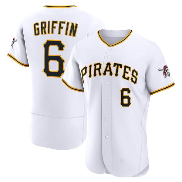 Pittsburgh Pirates #6 Konnor Griffin White Fotopoulosg Home Authentic Jersey