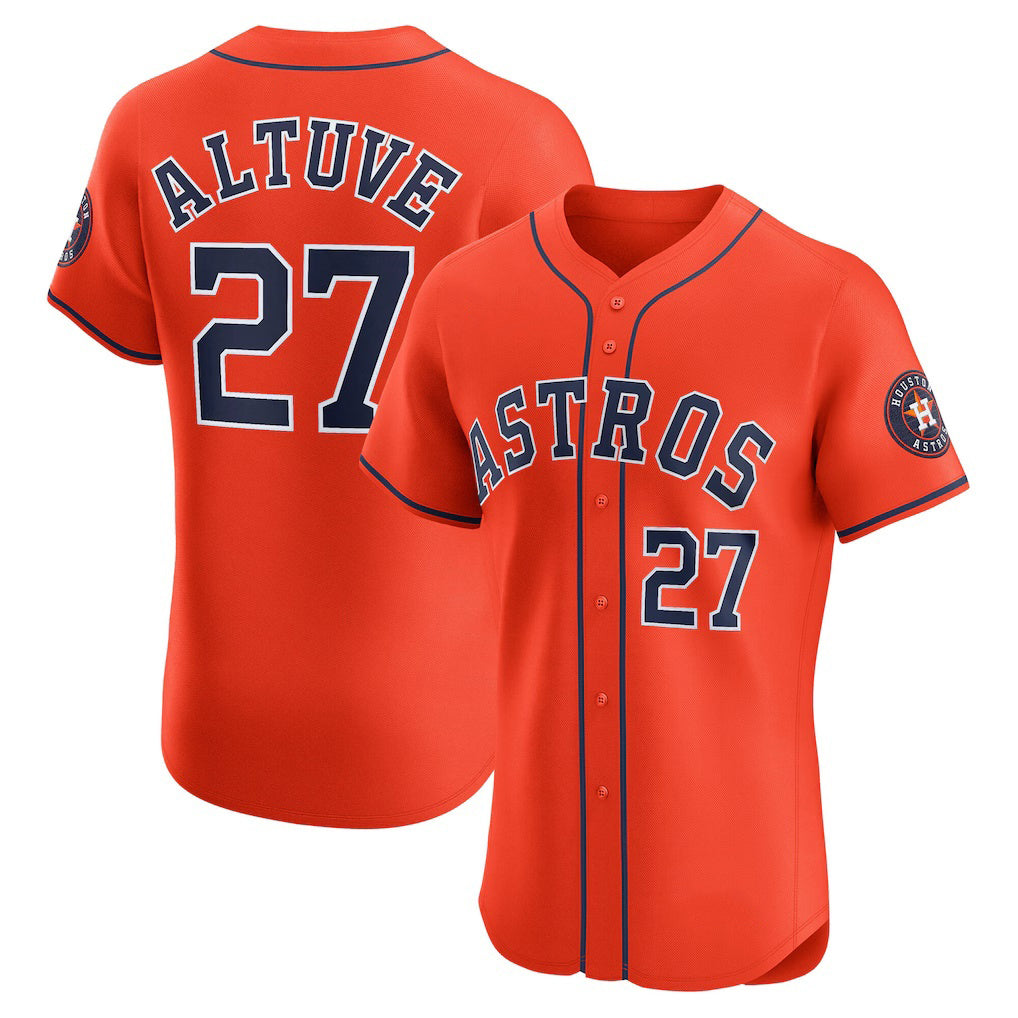 Houston Astros #27 Jose Altuve Orange Fotopoulosg Alternate Elite Player Jersey