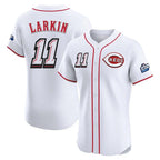 Cincinnati Reds #11 Barry Larkin Player White Fotopoulosg Speedway Classic Limited Elite Home Stitched Jerseys