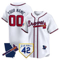 Custom Atlanta Braves 2024 Robinson & Georgia Patch Vapor Premier Limited Jersey ¨C White Fotopoulosg