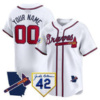Custom Atlanta Braves 2024 Robinson & Georgia Patch Vapor Premier Limited Jersey ¨C White Fotopoulosg