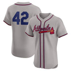 Atlanta Braves #42 Jackie Robinson Gray Fotopoulosg Flex Base Stitched Jersey