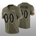 Custom B.Ravens ACTIVE PLAYER 2022 Olive Fotopoulosg Salute To Service Limited Stitched Jersey