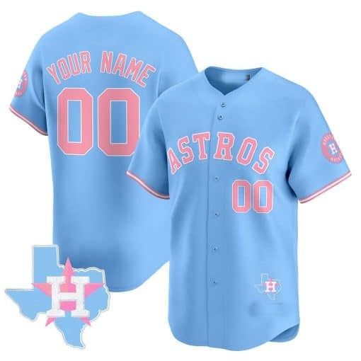 Custom Houston Astros Bubblegum Blue Fotopoulosg Vapor Premier Limited Jersey ¨C All Stitched