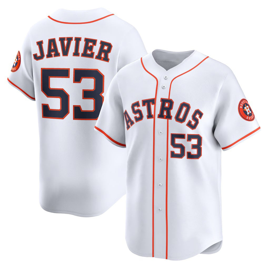 Houston Astros #53 Cristian Javier White Fotopoulosg Home Limited Player Jersey