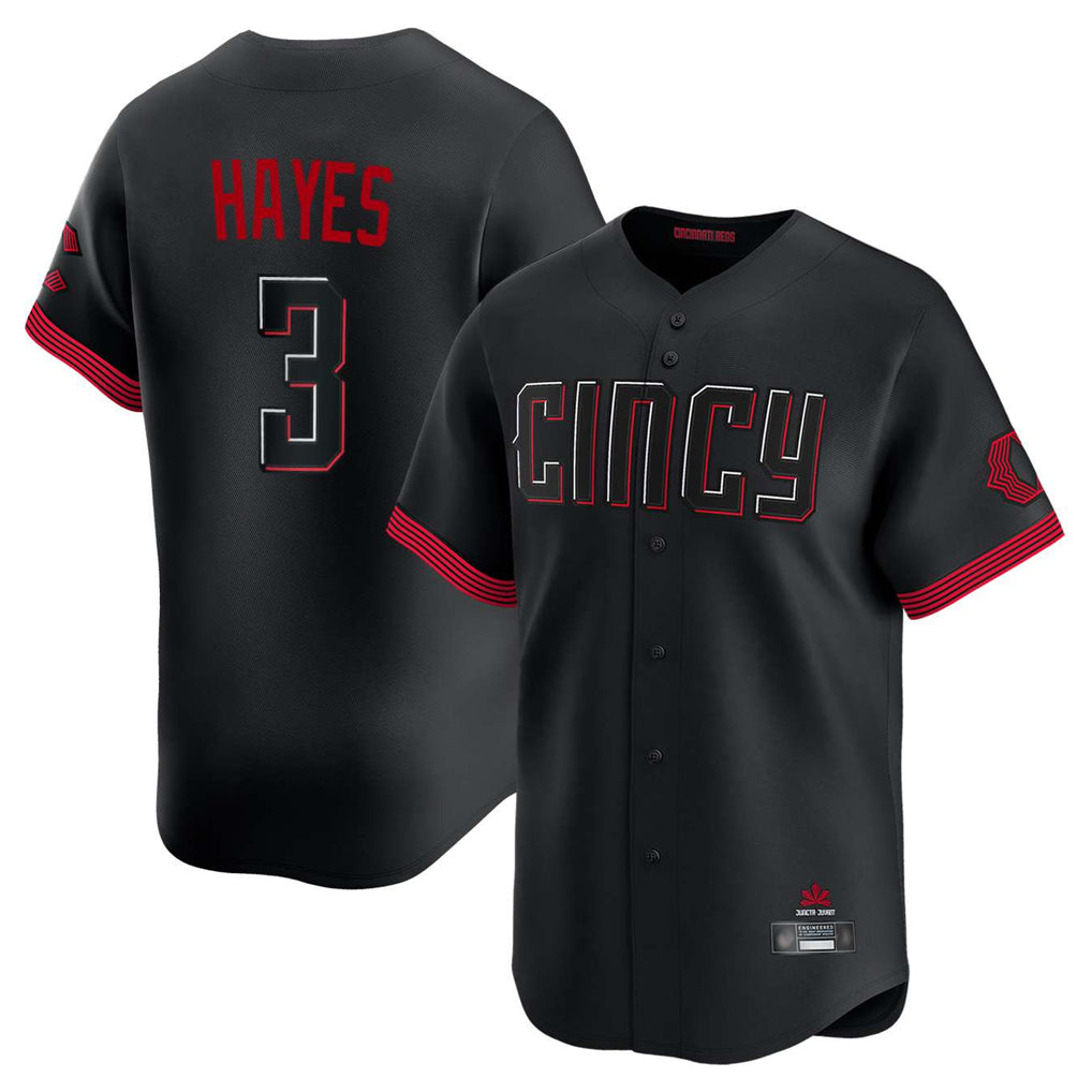 Cincinnati Reds #3 Ke'Bryan Hayes Player Black Fotopoulosg City Connect Home Limited Stitched Jerseys