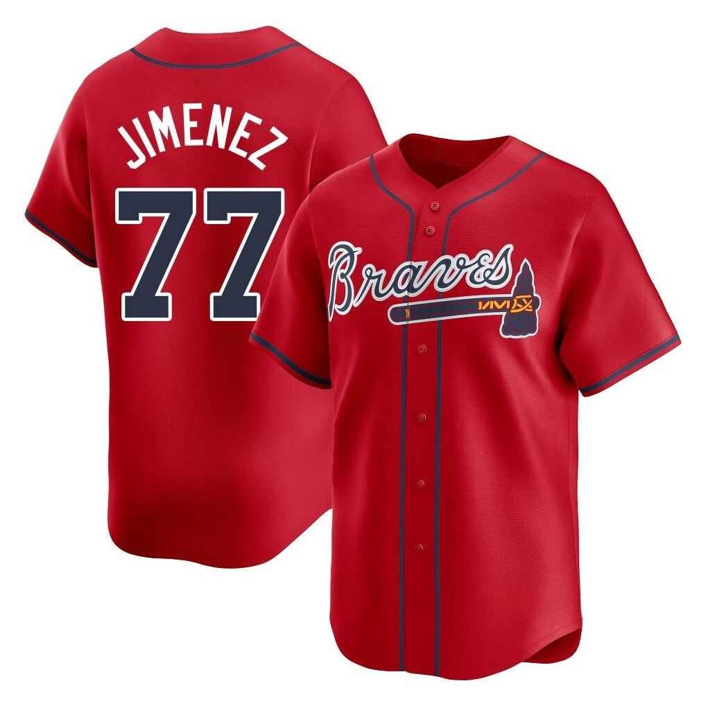 Atlanta Braves #77 Joe Jimenez Player Red Fotopoulosg Limited Home Game Stitched Jerseys