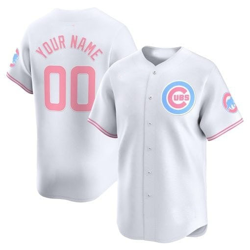 Custom Chicago Cubs Bubblegum Pink Vapor Premier Limited Jersey ¨C White Fotopoulosg