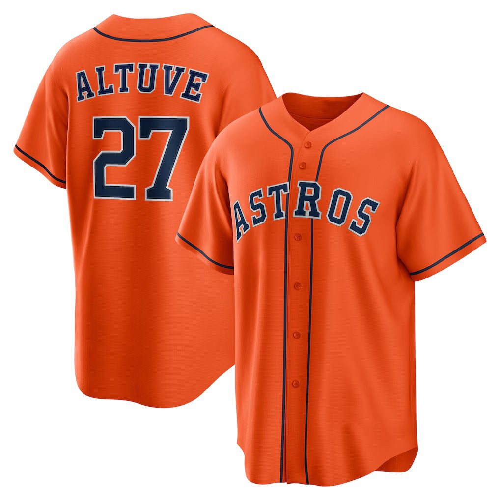 Houston Astros #27 Jose Altuve Orange Fotopoulosg Alternate Replica Player Name Jersey