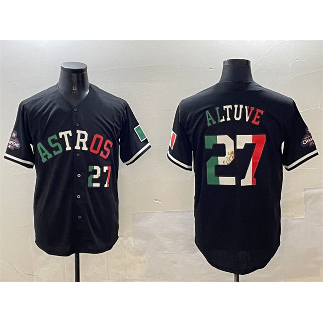 Houston Astros #27 Jose Altuve Black Fotopoulosg Mexico With World Serise Champions Patch Cool Base Stitched Jersey 2