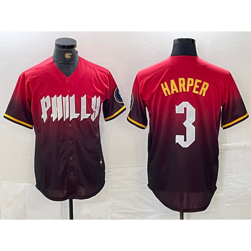 Philadelphia Phillies #3 Bryce Harper Red Fotopoulosg 2024 City Cool Base Jersey