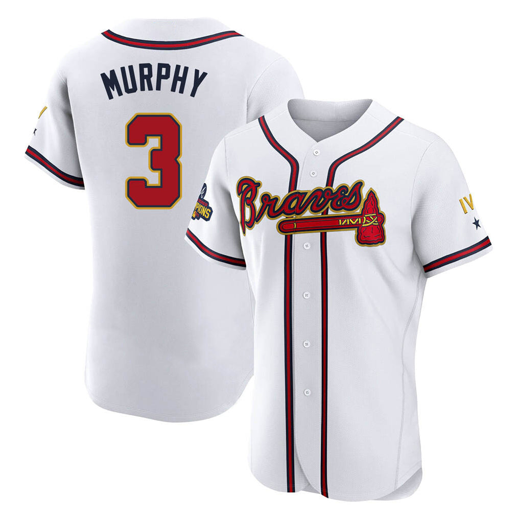 Atlanta Braves #3 Dale Murphy Player White Gold Fotopoulosg Limited Elite Home Game Stitched Jerseys