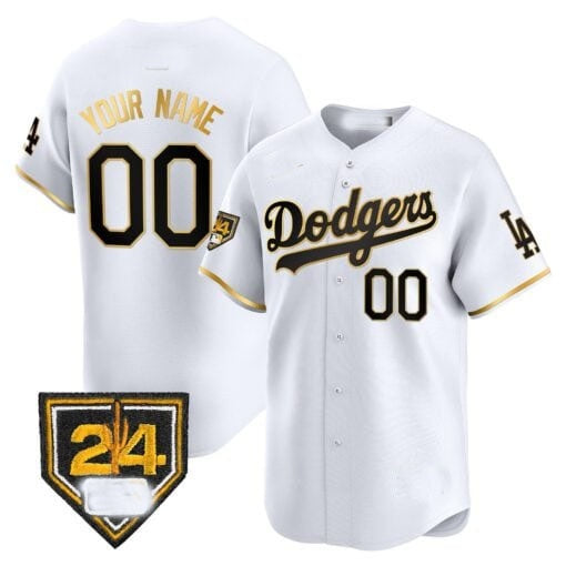 Custom Los Angeles Dodgers 2024 Spring Training Patch Vapor Premier Limited Jersey ¨C White Gold Fotopoulosg
