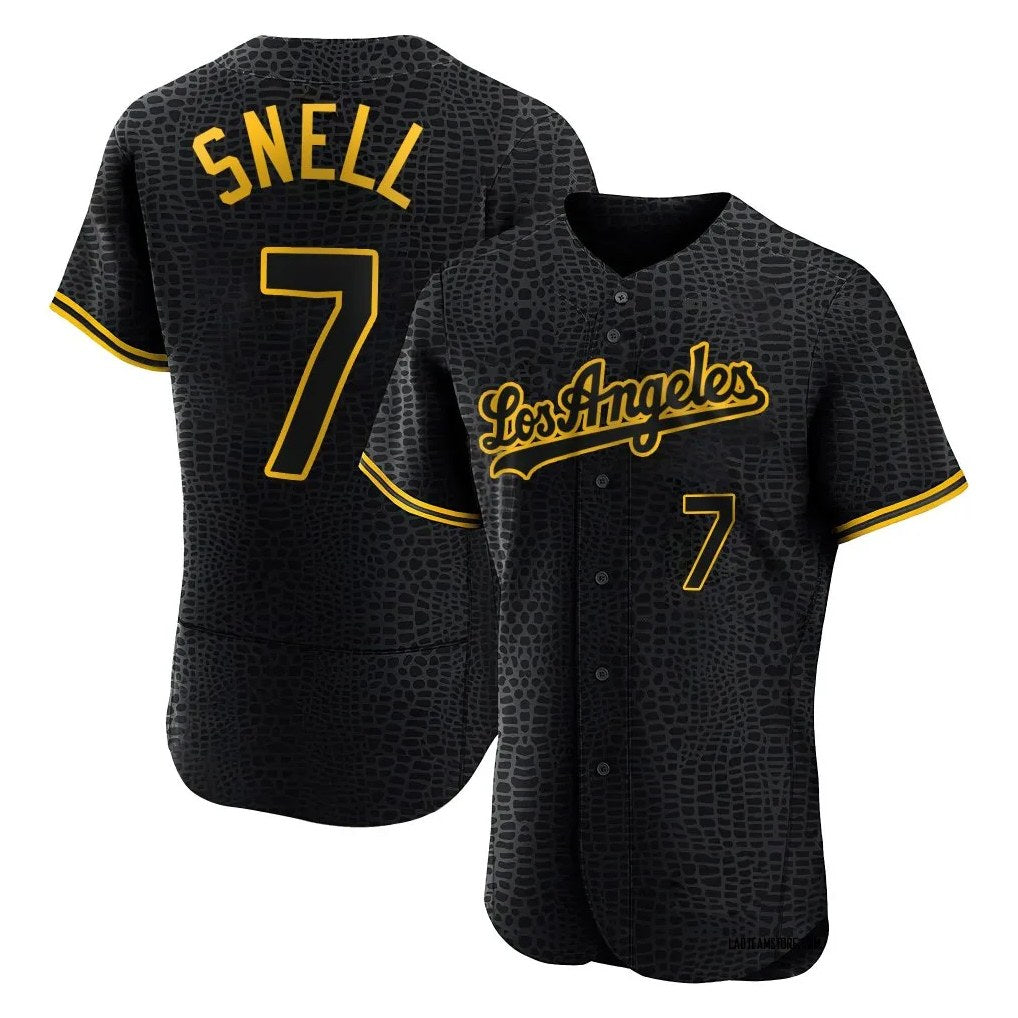 Los Angeles Dodgers #7 Blake Snell Player Black Fotopoulosg Snake Skin City Limited Elite Home Stitched Jerseys