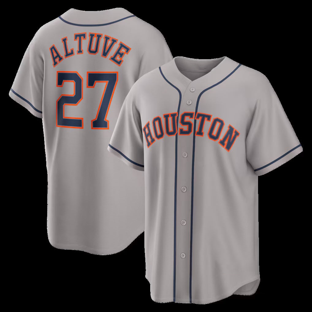 Houston Astros #27 Jose Altuve Gray Fotopoulosg Road Replica Jersey