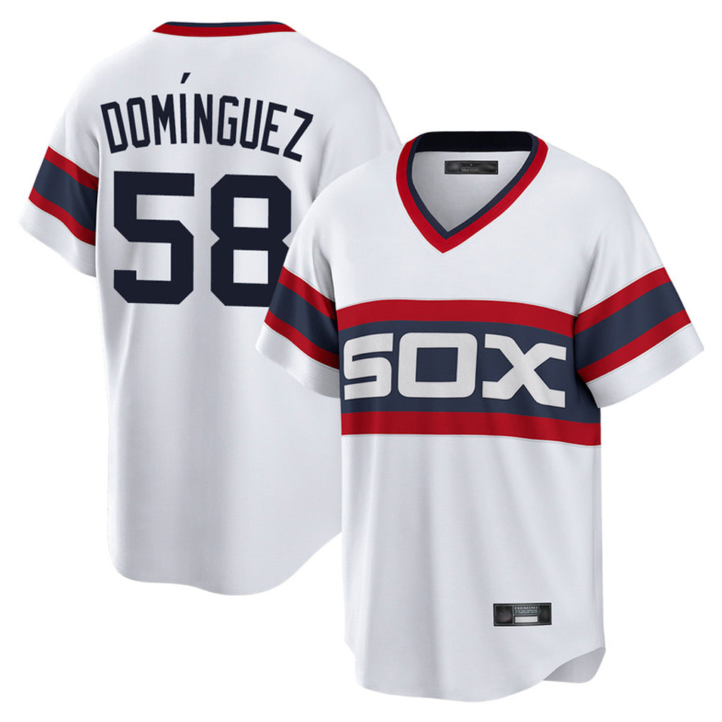 Chicago White Sox #58 Seranthony Dominguez Player White Fotopoulosg T-shirt Home Game Stitched Jerseys