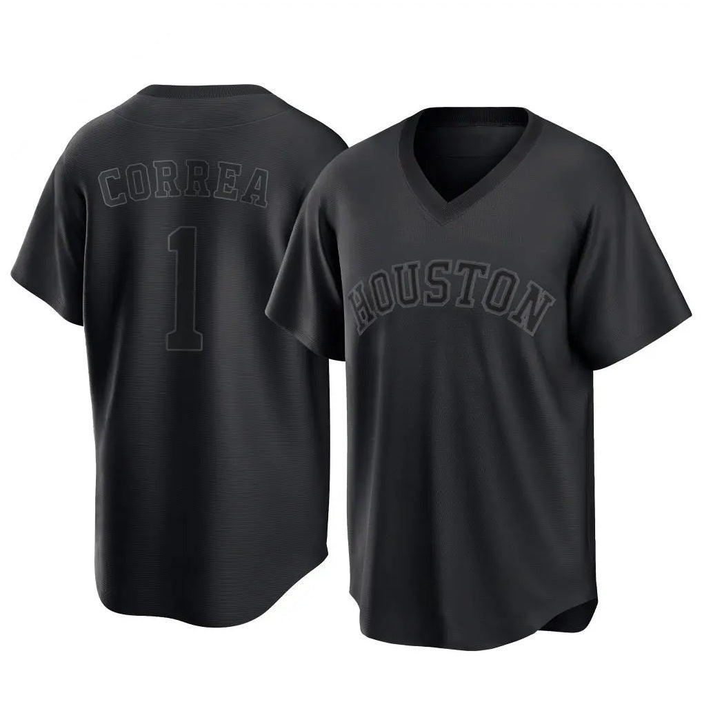 Houston Astros #1 Carlos Correa Player Black Fotopoulosg Fashion T-shirt Home Game Stitched Jerseys
