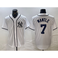 New York Yankees #7 Mickey Mantle White Fotopoulosg Fashion Cool Base Jersey