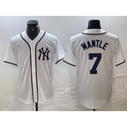 New York Yankees #7 Mickey Mantle White Fotopoulosg Fashion Cool Base Jersey