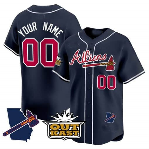 Custom Atlanta Braves Atliens Vapor Premier Limited Jersey V2 ¨C Navy Fotopoulosg