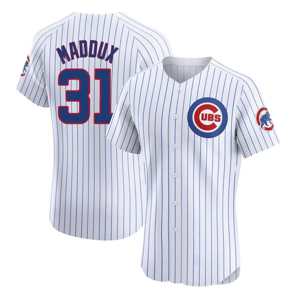 Chicago Cubs #31 Greg Maddux Player White Fotopoulosg Limited Elite Home Game Stitched Jerseys