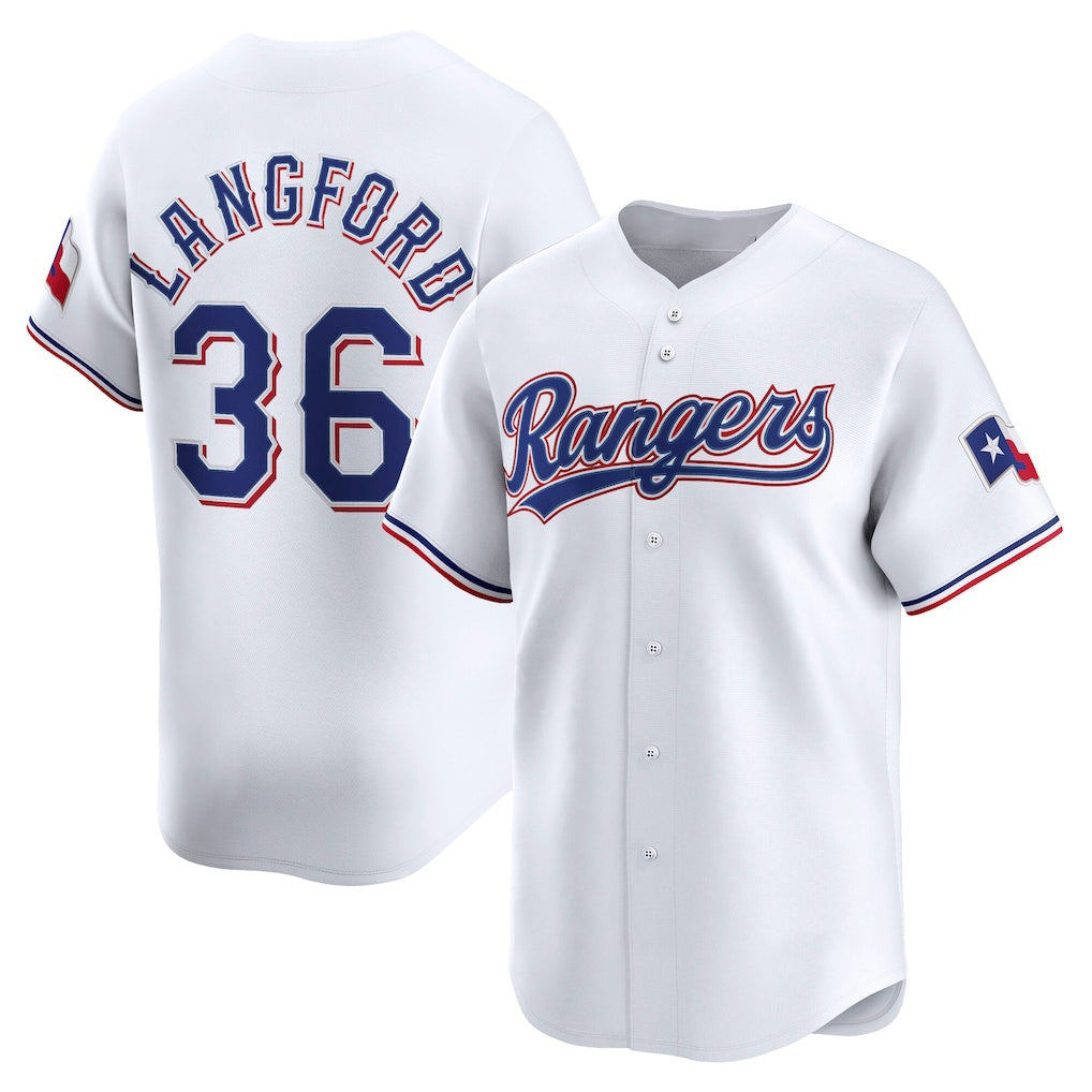 Texas Rangers #36 Wyatt Langford White Fotopoulosg Home Limited Player Jersey