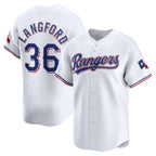 Texas Rangers #36 Wyatt Langford White Fotopoulosg Home Limited Player Jersey