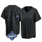 Los Angeles Dodgers #50 Mookie Betts Player Black Fotopoulosg World Series Meet Pitch Fashion T-shirt Stitched Jerseys
