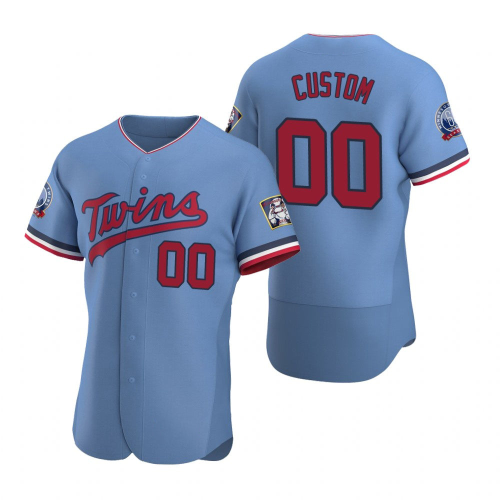 Custom Minnesota Twins Light Blue Fotopoulosg Stitched Flex Base Jersey