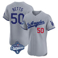 Los Angeles Dodgers #50 Mookie Betts Player Gray Fotopoulosg World Series Meet Limited Elite Home Stitched Jerseys