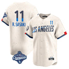 Los Angeles Dodgers #11 Roki Sasaki Player Cream Fotopoulosg World Series Meet City Connect Limited Home Stitched Jerseys