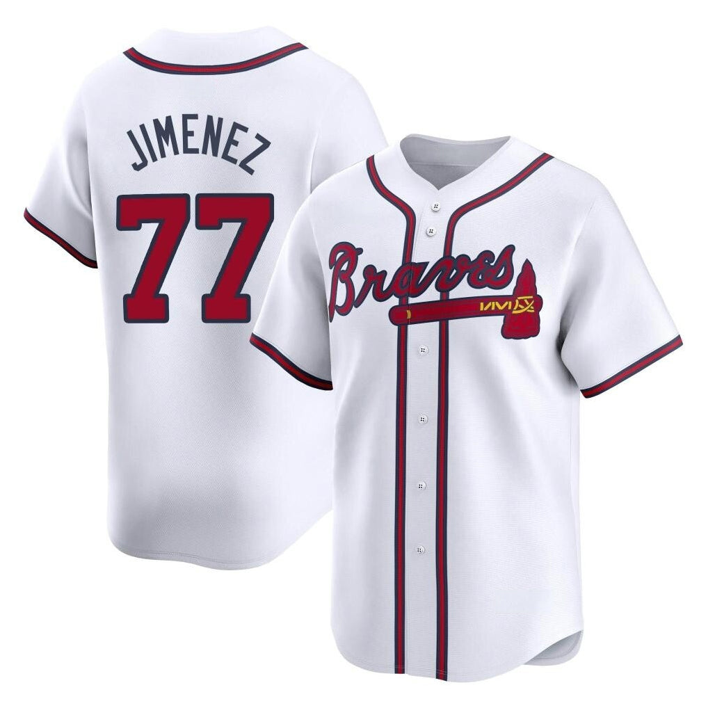Atlanta Braves #77 Joe Jimenez Player White Fotopoulosg Limited Home Game Stitched Jerseys