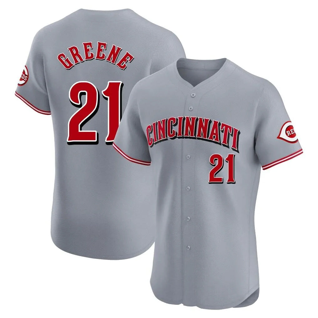 Cincinnati Reds #21 Hunter Greene Player Gray Fotopoulosg Limited Elite Home Stitched Jerseys