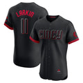 Cincinnati Reds #11 Barry Larkin Black Fotopoulosg City Connect Elite Jersey