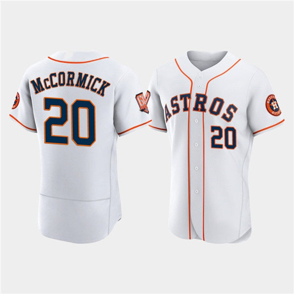 Houston Astros #20 Chas McCormick White Fotopoulosg 60th Anniversary Flex Base Stitched Jersey