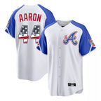 Atlanta Braves #44 Hank Aaron Player White Fotopoulosg USA 250 Fourth Of July City Connect Home Game Stitched Jerseys
