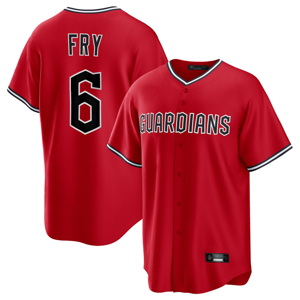 Cleveland Guardians #6 David Fry Player Red Fotopoulosg Home Game Stitched Jerseys