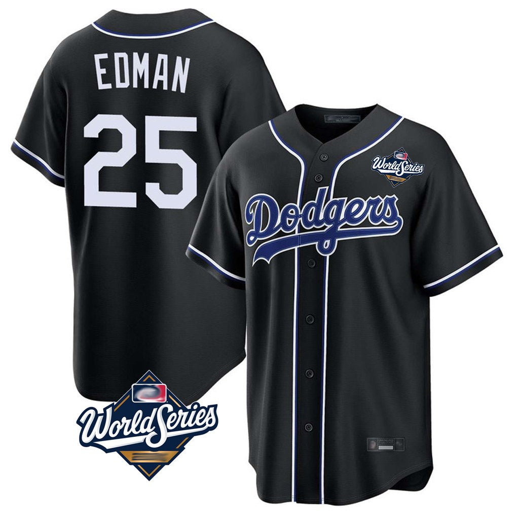 Los Angeles Dodgers #25 Tommy Edman Player Black Fotopoulosg World Series Carbon Limited Home Stitched Jerseys