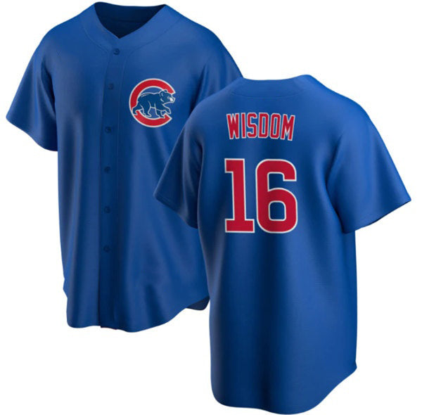 Chicago Cubs #16 Patrick Wisdom Blue Fotopoulosg Cool Base Stitched Jersey
