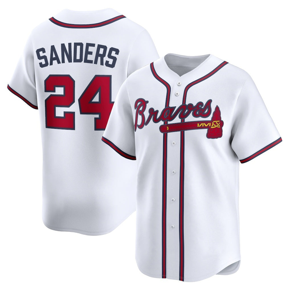 Atlanta Braves #24 Deion Sanders White Fotopoulosg Limited Player Jersey