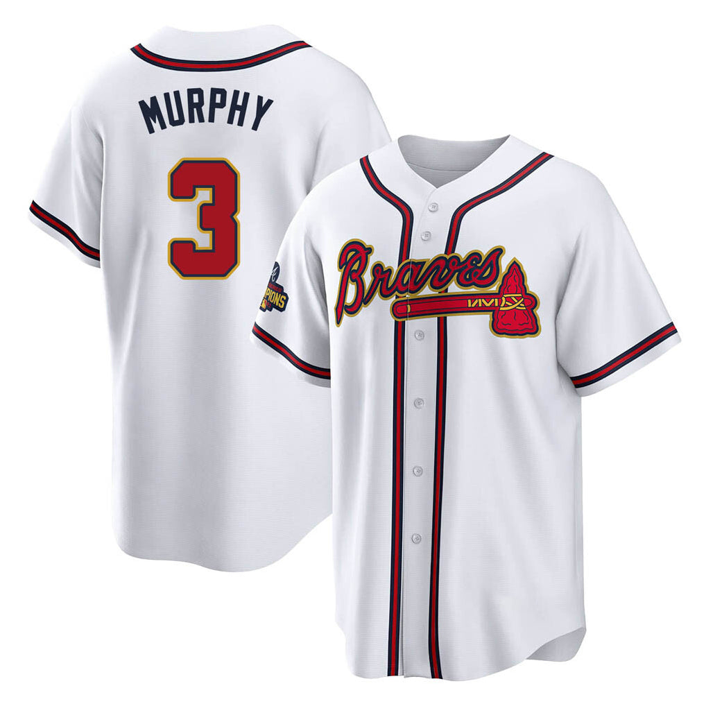 Atlanta Braves #3 Dale Murphy Player White Gold Fotopoulosg Home Game Stitched Jerseys