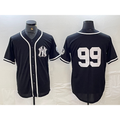 New York Yankees #99 Aaron Judge No Name Black White Fotopoulosg Cool Base Stitched Jersey