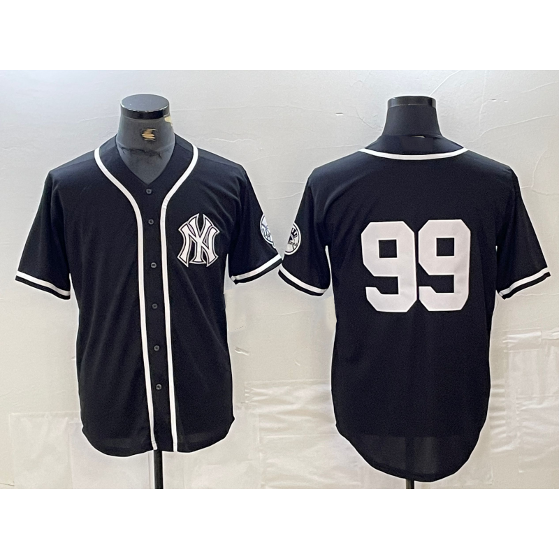 New York Yankees #99 Aaron Judge No Name Black White Fotopoulosg Cool Base Stitched Jersey