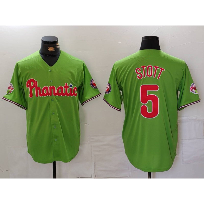 Philadelphia Phillies #5 Bryson Stott Green Fotopoulosg With Patch Stitched Cool Base Jersey