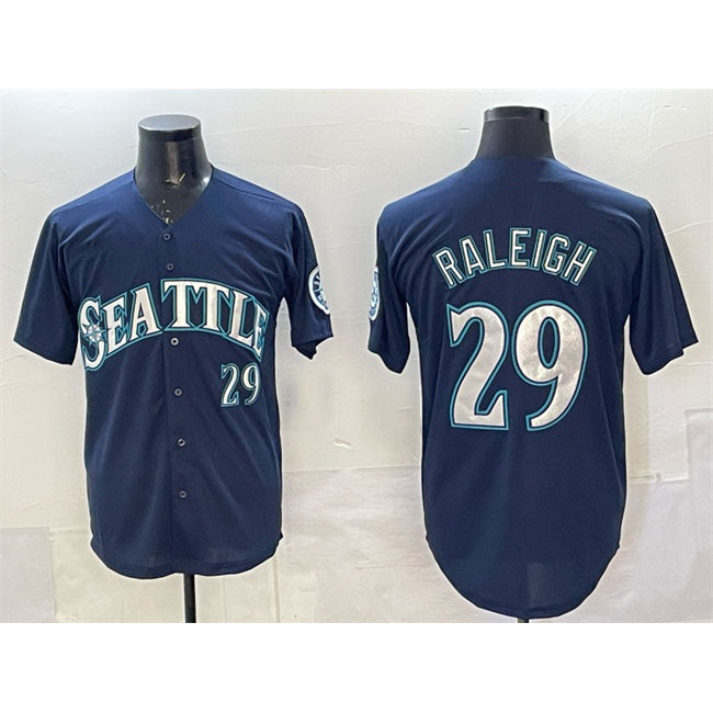 Seattle Mariners #29 Cal Raleigh Navy Fotopoulosg Limited Stitched jersey